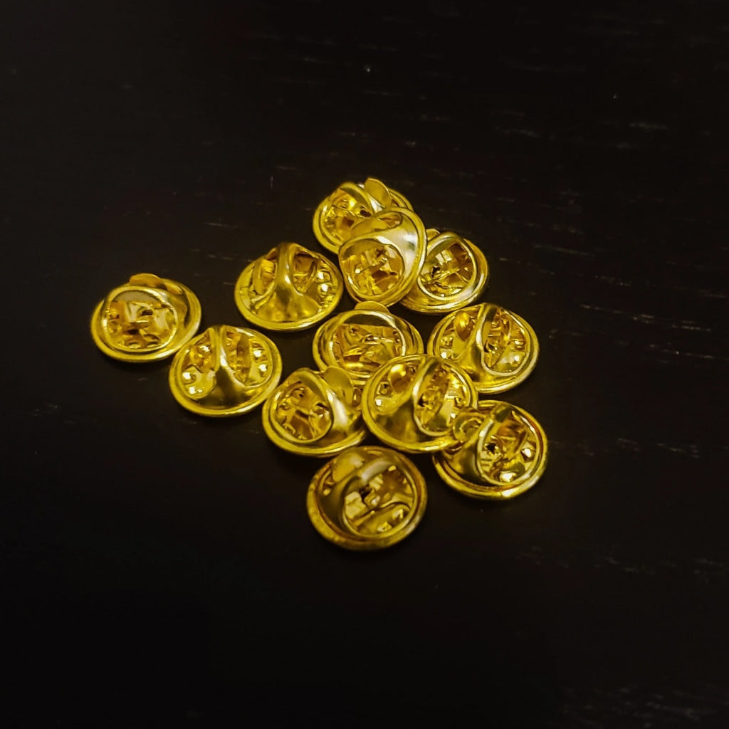 Metal Butterfly Pin Backs - 12 Pcs Gold Pin Back