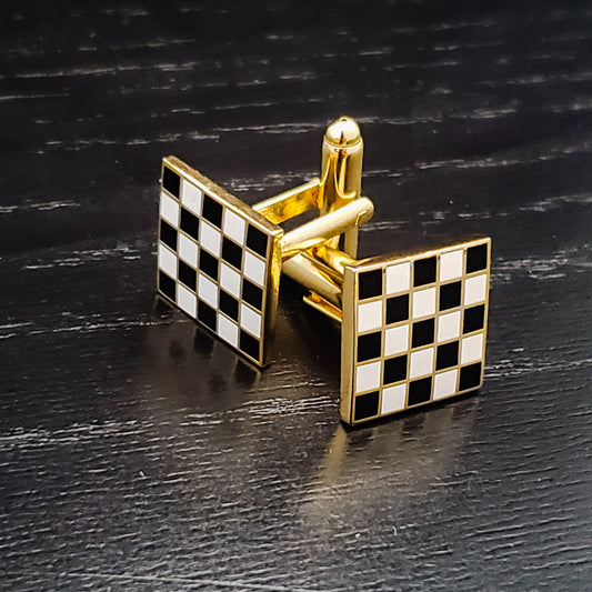 Checkered Mosaic Pavement Masonic Cuff Links Cufflinks