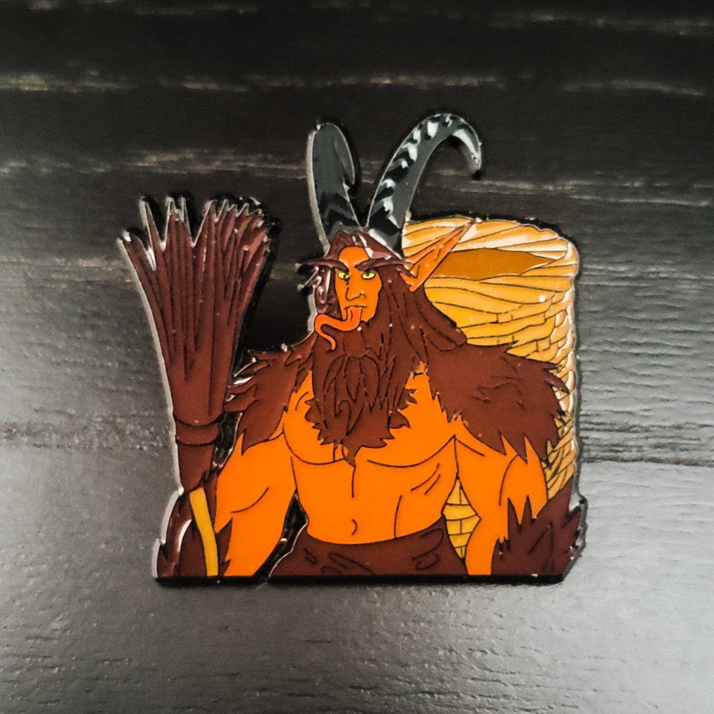 Rare Dirndl Krampus Enamel Pin Set - Holiday Pins - German Christmas Devil