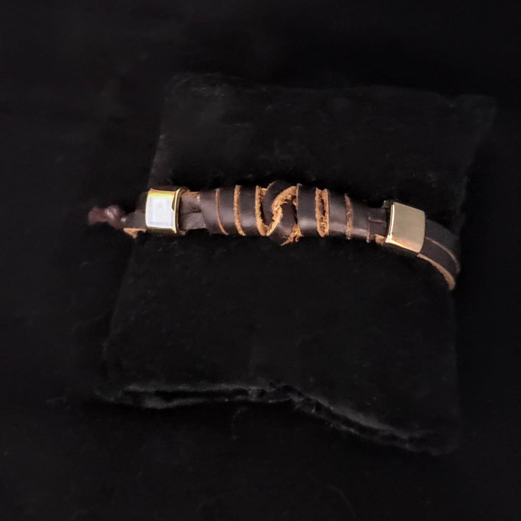 Leather And Brass Braided Bracelet Bracelets