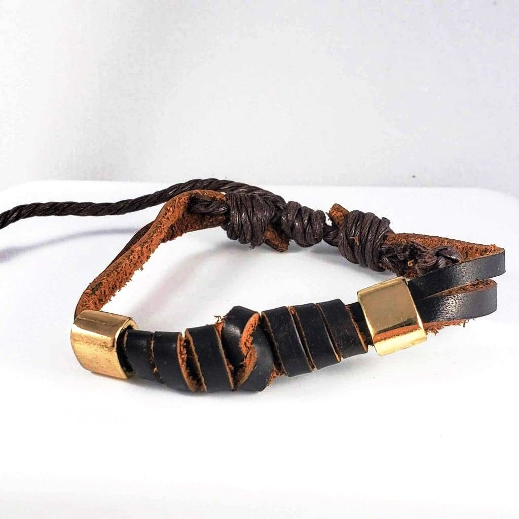 Leather And Brass Braided Bracelet Bracelets