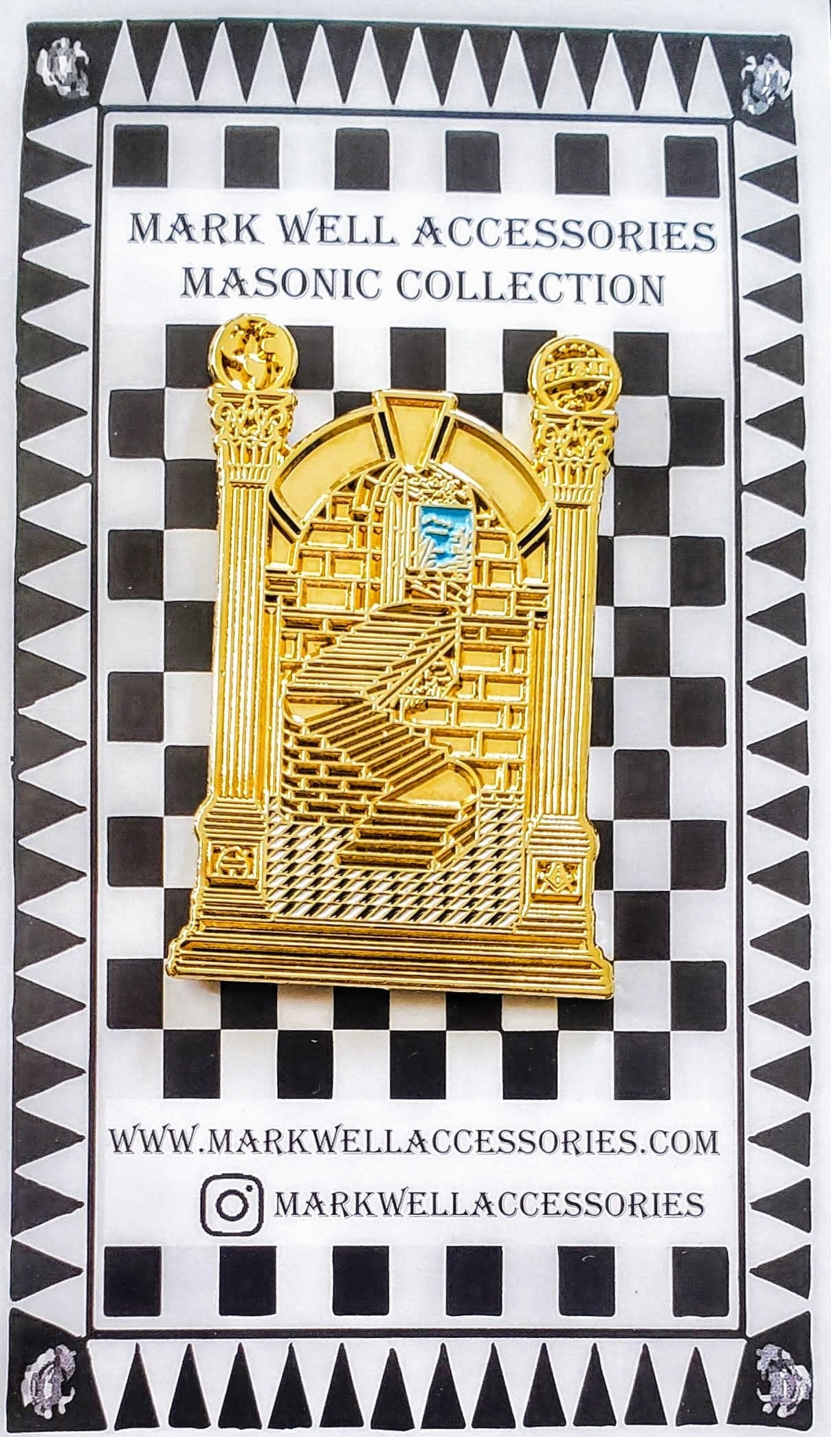 Masonic Fellowcraft Front Porch Lapel Pin Gold / Gold Masonic Original Pin