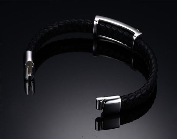 Masonic Braided Leather And Stainless Steel Faced Bracelet Bracelets