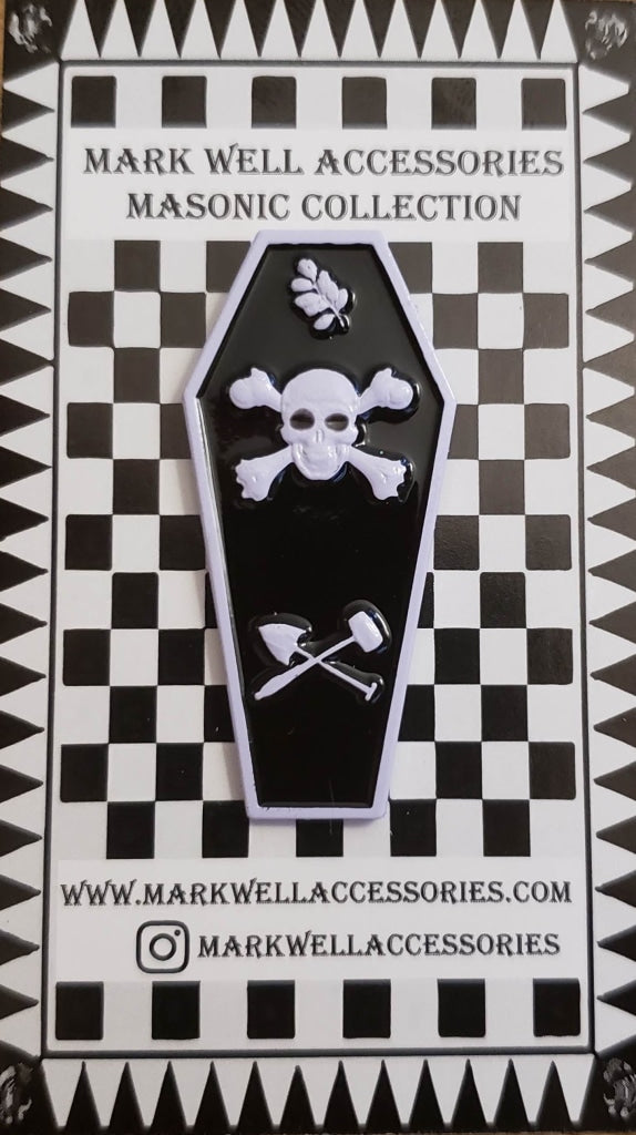 Masonic Master Mason Coffin Pin White / Black Masonic Original Pin
