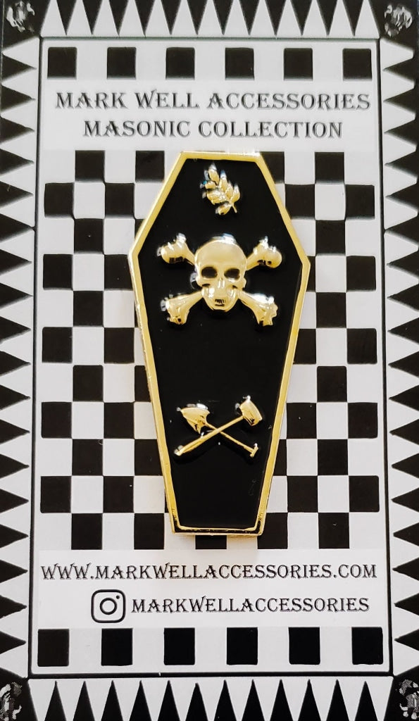 Masonic Master Mason Coffin Pin Gold / Black Masonic Original Pin