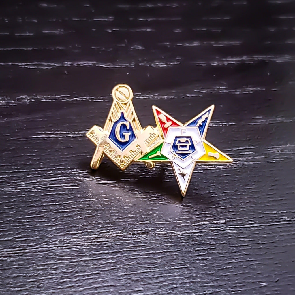 Masonic Square & Compass + Order of the Eastern Star Lapel Pin Masonic Pin