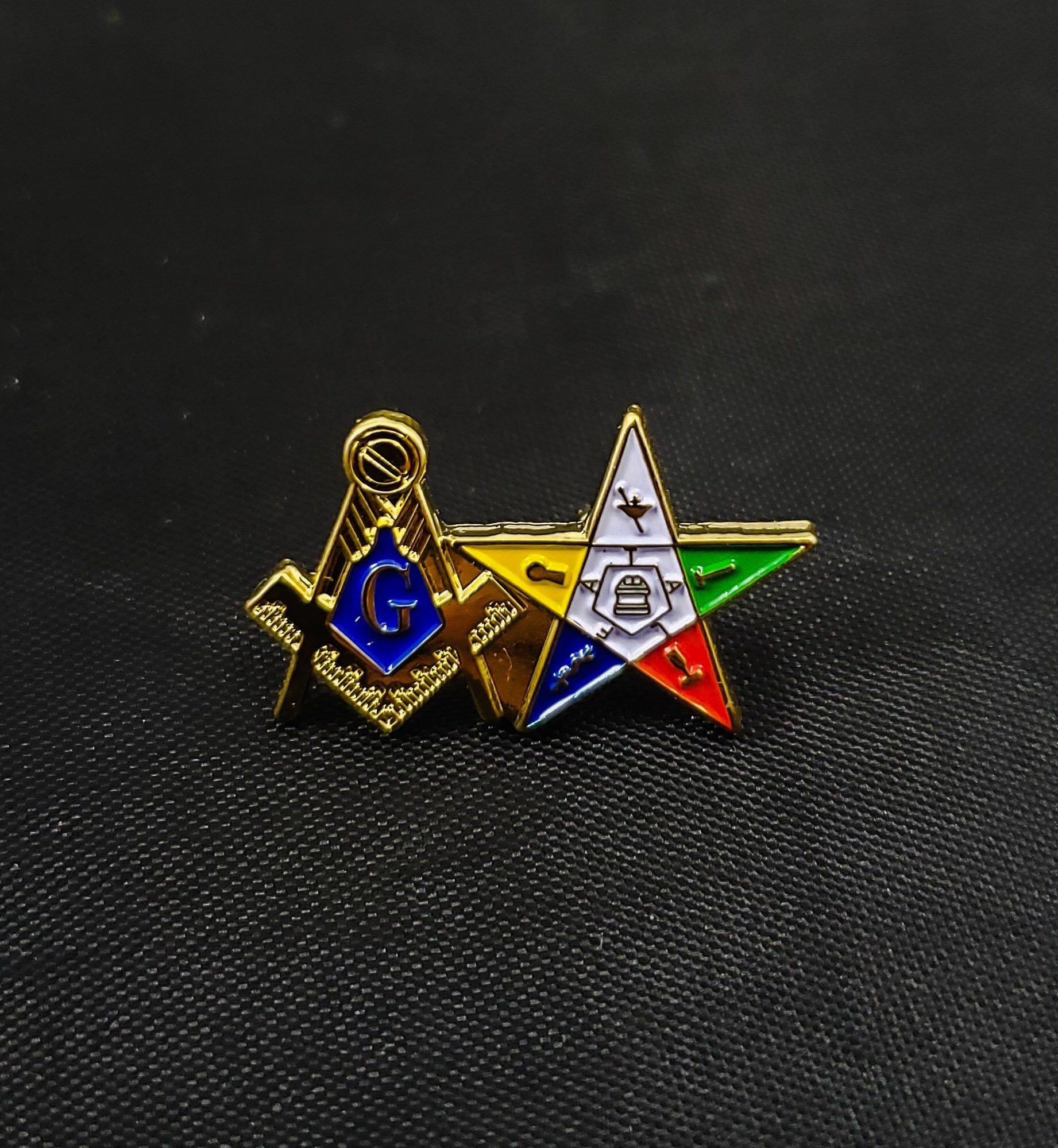 Order Eastern orders Star Past Patron Pin 10k Gold Masonic Star Square Compass Badge