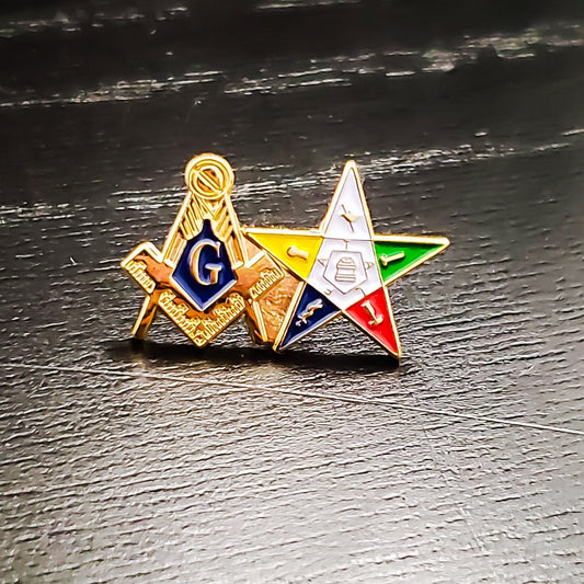 Masonic Square & Compass + Order of the Eastern Star NY Lapel Pin Masonic Pin