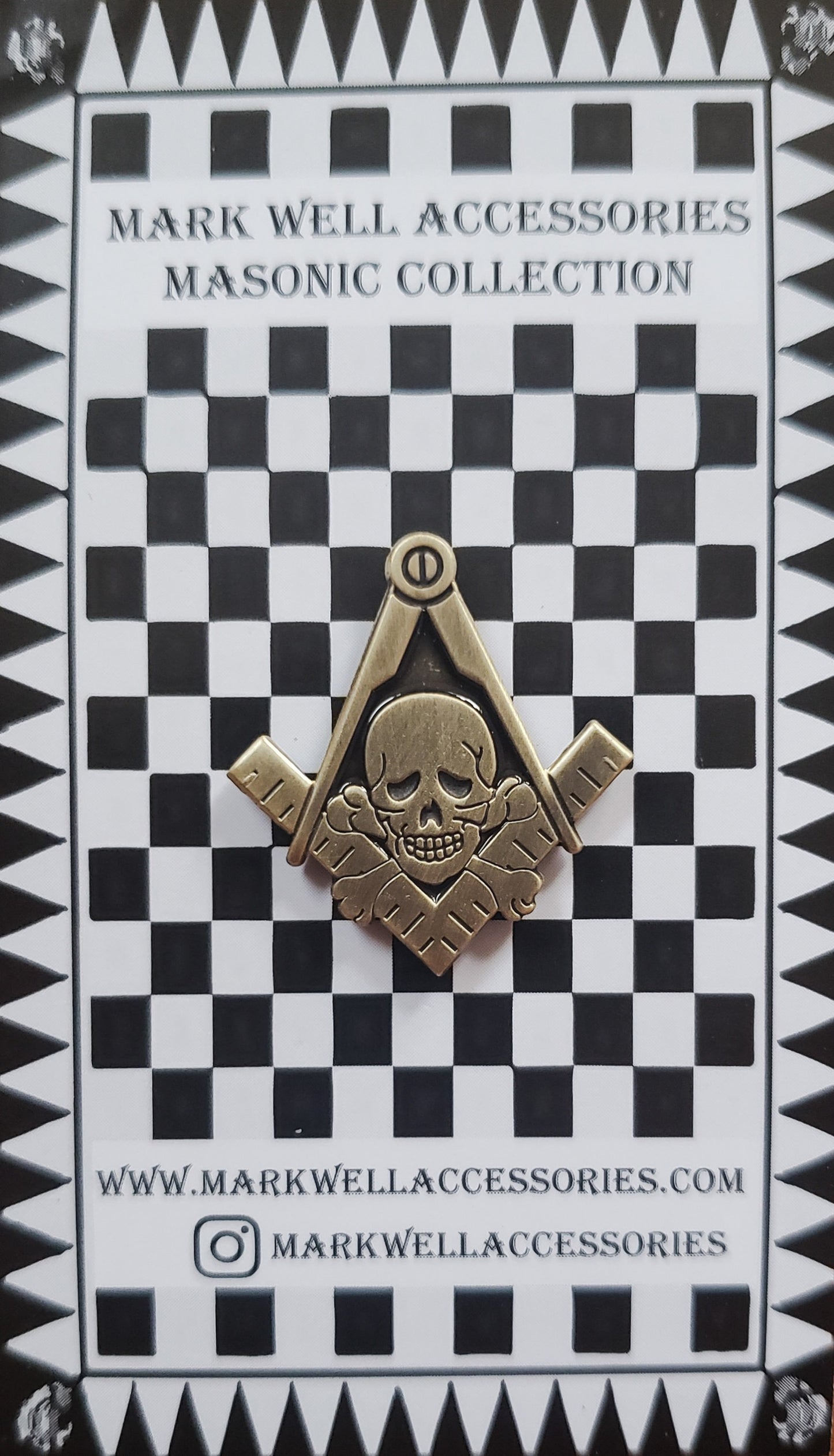 Momento Mori Masonic Skull Lapel Pin Antique Gold Masonic Pin