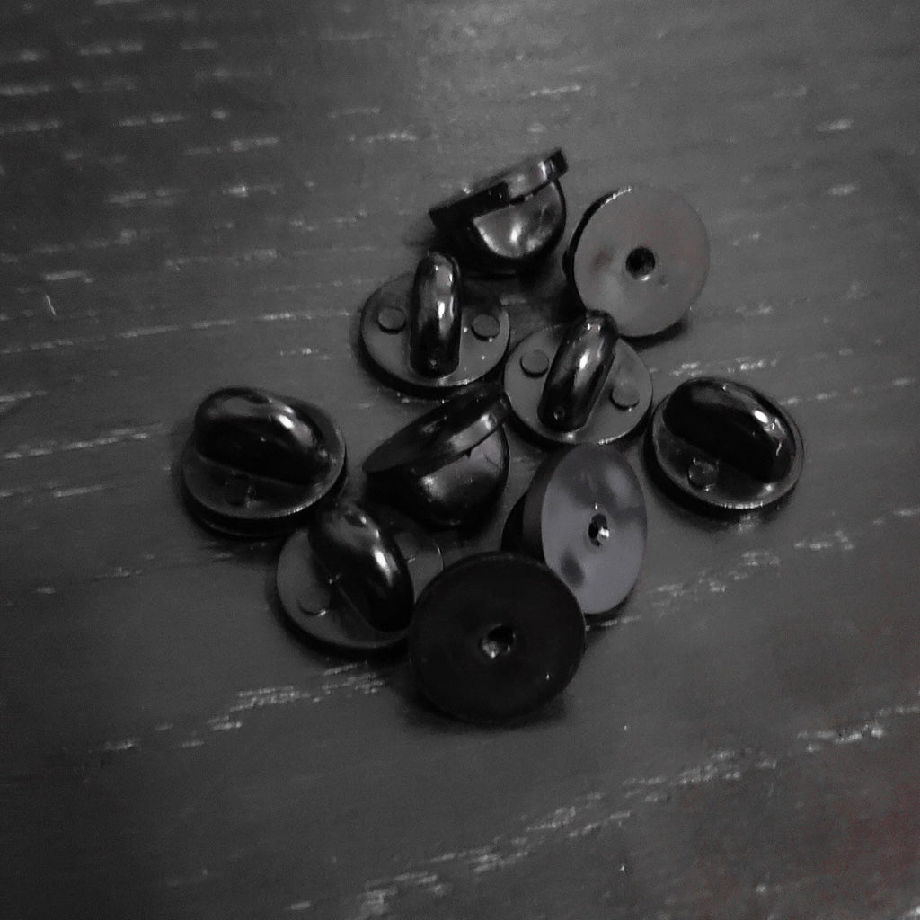 Rubber Pin Backs - Multicolors - 10 Pcs Black Pin Back